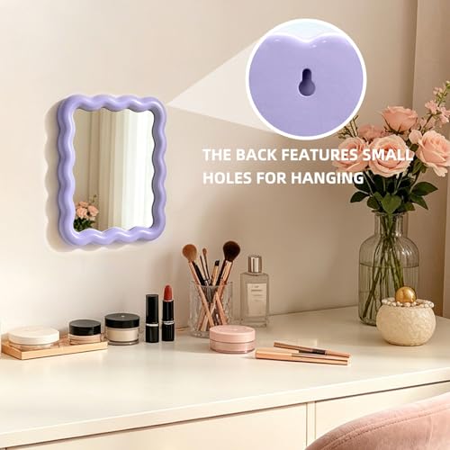 Wave-Inspired Portable Makeup Mirror - 6.7x5.3 Inch, Purple