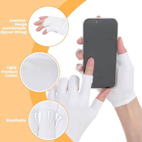 Bremorou Moisturizing Fingerless Gloves for Dry Hands Eczema Spa (4 Pairs)