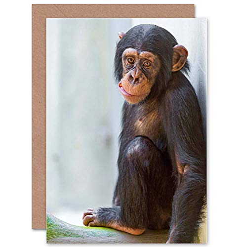 Cute Chimpanzee Greeting Card - Premium Blank Card with Envelope