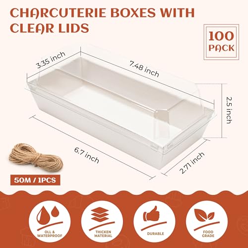 White Halloween Dessert Box 100 Pack - Bakery Gift Containers with Twine