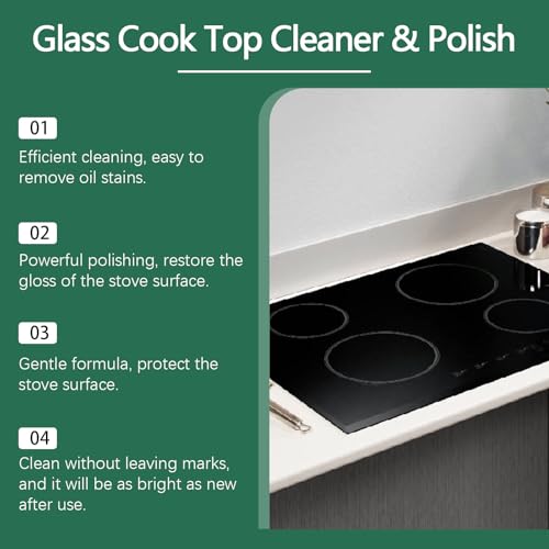 GVHHOL Glass Cooktop Cleaner Kit 300g - 3-in-1 Grease Remover