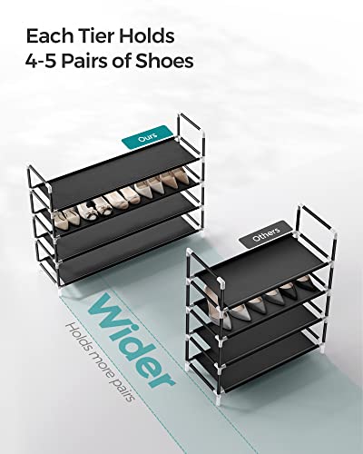 SONGMICS 4-Tier Shoe Rack, 38.8-Inch Wide Metal Shoe Organizer - Black