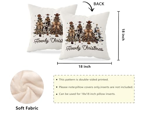 Christmas Western Pillow Covers 18x18 - Holiday Farmhouse Decor, KDHTY