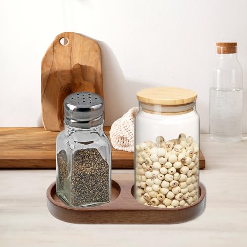 Wood Acacia Salt and Pepper Grinder Tray - Organizer for Mills & Shakers