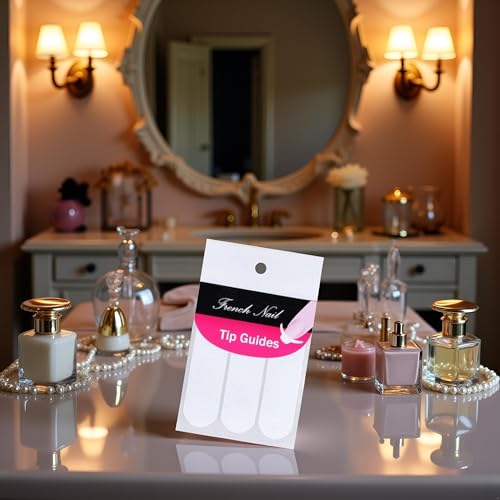 French Manicure Nail Art Stickers - 48 Pack Self-Adhesive Moon Guides