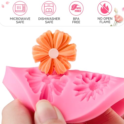 Silicone Flower Fondant Molds 4-Pack for Cake Decorating