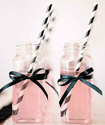 Biodegradable Black Paper Drinking Straws - 100 Pack for Party Decorations