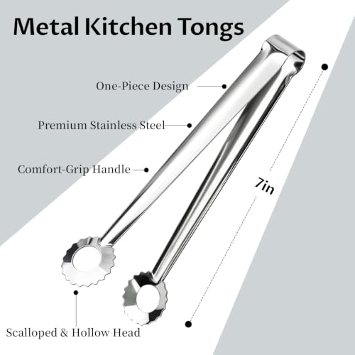 Kzovone 8-Pack 7-Inch Stainless Steel Serving Tongs