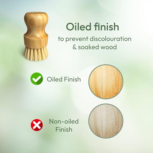 Moka Bamboo Dish Brush - Eco-Friendly Scrubber for Kitchen Cleaning (Single Brush)