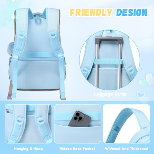 Kawaii Girls Backpack with Heart Window - School Bookbag for Ages 6-12