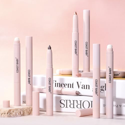 LYNEMOGA 2-in-1 Cream Eyeshadow Stick with Blending Sponge Golden Brown
