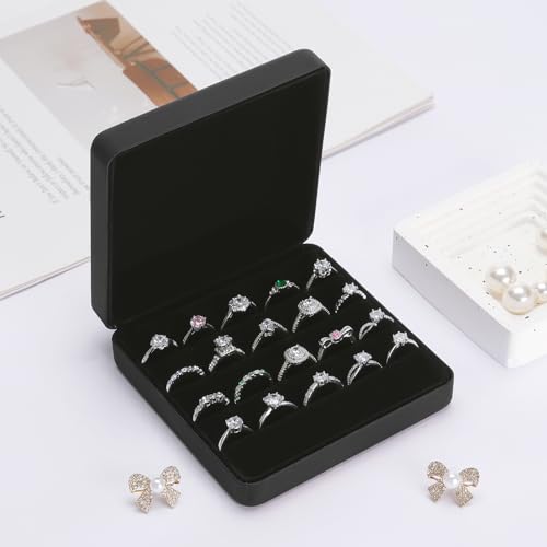 KUKUVR Travel Jewelry Organizer Box for Rings & Earrings - Black