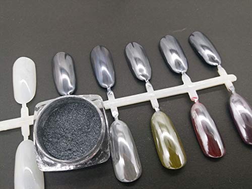 Bellecrey Black Chrome Nail Powder Mirror Metallic Pigment Glitter Dust