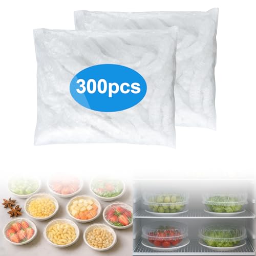 300PCS Reusable Bowl Covers - BPA-Free Elastic Food Wraps