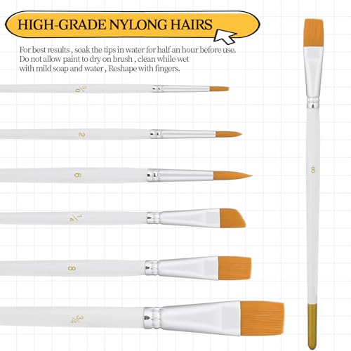 Xthrotsenk White Cake Painting Brushes Set for Cake Decorating Edible Glitter Dusting Food Safe 6PCS