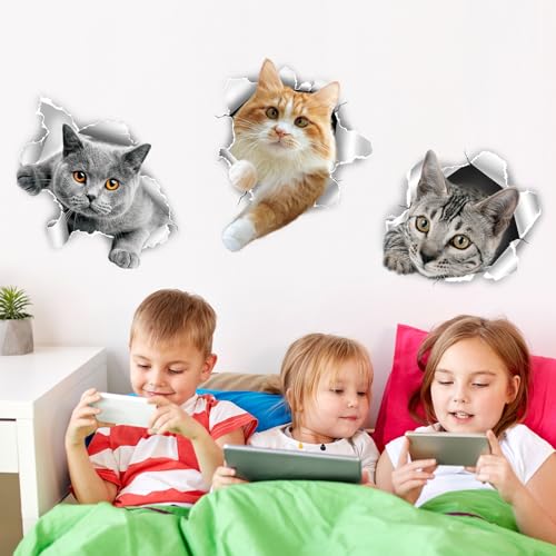 DRWSSR B Animal Waterproof PVC Toilet Lid Stickers - Removable Cat Wallpaper Set