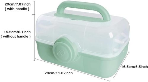 Family First Medicine Storage Container - 3-Tier Foldable Organizer with Removable Pill Case | Green