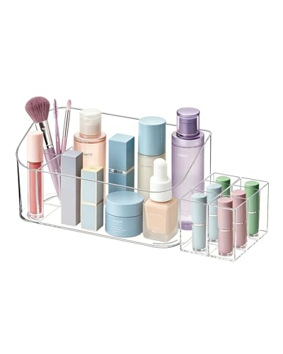 SUNFICON Acrylic Makeup Organizer Tray - 9 Compartment Cosmetic Holder