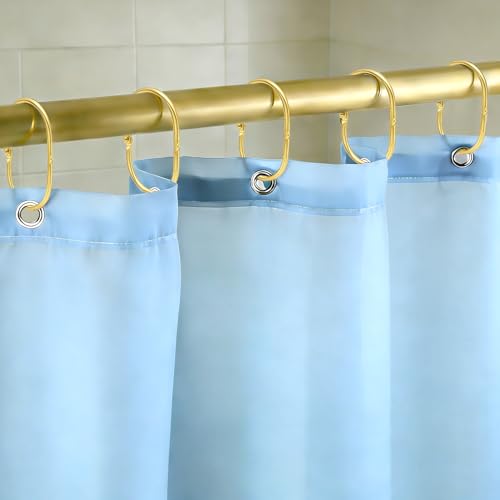 Gold Shower Curtain Hooks - Rust Proof Metal Rings, Set of 12