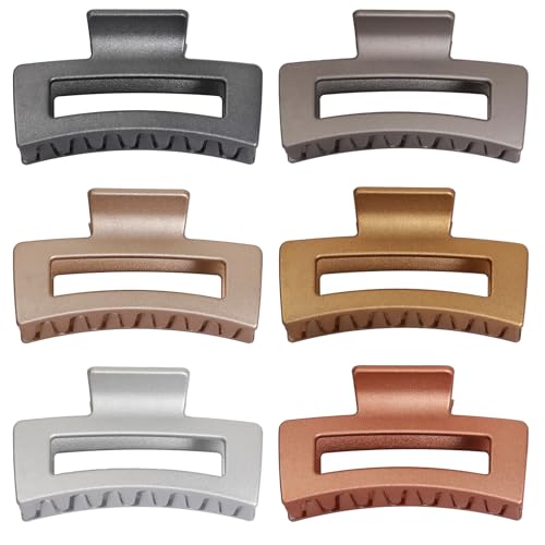 Sisiaipu 3.5 Inch Square Hair Claw Clips 6 Pack for Thin Hair