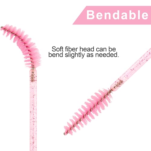 COCIDE 100Pcs Disposable Mascara Wands & Pink Lash Spoolies for Eyelash Extensions