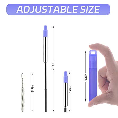 NAIVELY 3-Pack Collapsible Stainless Steel Straws with Case & Brush