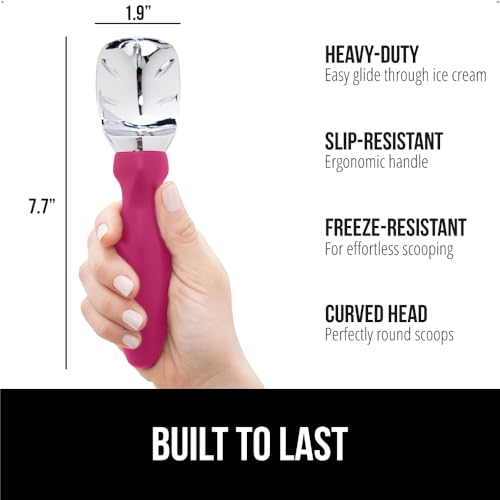 GORILLA GRIP Heavy Duty Ice Cream Scoop - Hot Pink, Professional Quality