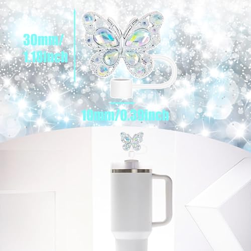 6 Pack Colorful Butterfly Straw Toppers for Stanley Cups - Reusable Silicone Covers