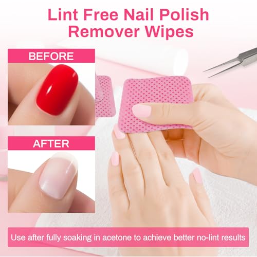 RAQEHO 600 Lint Free Nail Wipes - Gel Polish Remover Pads & Tool Cleaner