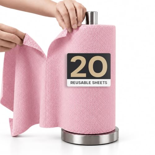Reusable Microfiber Cleaning Cloth Roll - 20 Sheets, 11" x 10"