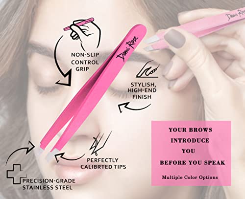 Demi Rose Professional Slant Eyebrow Tweezers - Stainless Steel