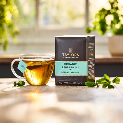 Taylors of Harrogate Organic Peppermint Herbal Tea, 20 Individually Wrapped Bags