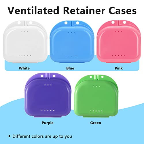 Ceonam 2 PCS Orthodontic Retainer Case, Ventilated Denture Box for Mouth Guard