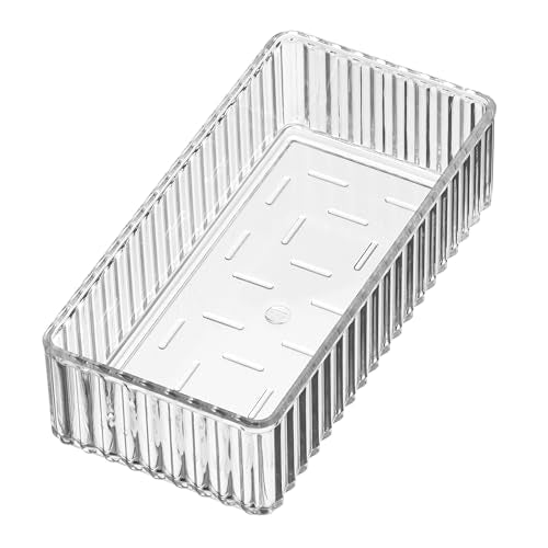iDesign Fluted Clear Makeup Drawer Organizer 6 x 3 x 2 Pack of 1
