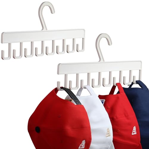 Muchfun 2-Pack Hat Hanger for Closet – 16-Hook Baseball Cap Organizer