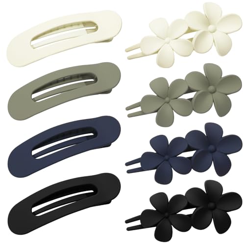 Flat Hair Claw Clips 8 Pcs Matte French Barrette Set for Women