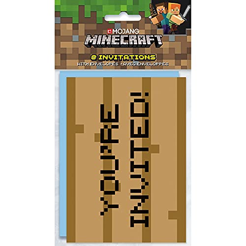 Multicolor Minecraft Invitations - 8 Count Pixel Art Cards