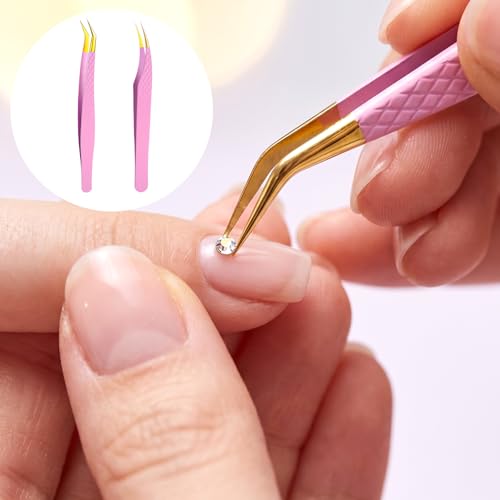 Lash Extension Tweezers Set - 2 Pcs Stainless Steel Isolating Tweezers