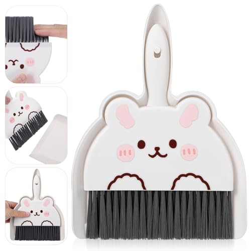 Little White Rabbit Portable Mini Dustpan and Brush Set for Small Space Cleaning