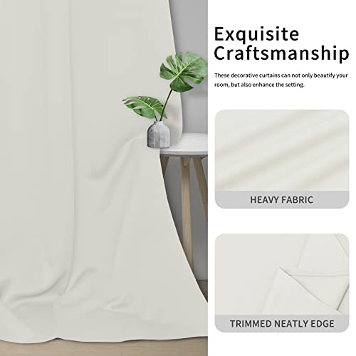 Easy-Going Blackout Curtains, Thermal Insulated Grommet Drapes, Ivory, 34x45