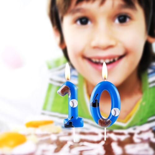 Blue Baseball Number 6 Birthday Candle Cake Topper for Sports Party
