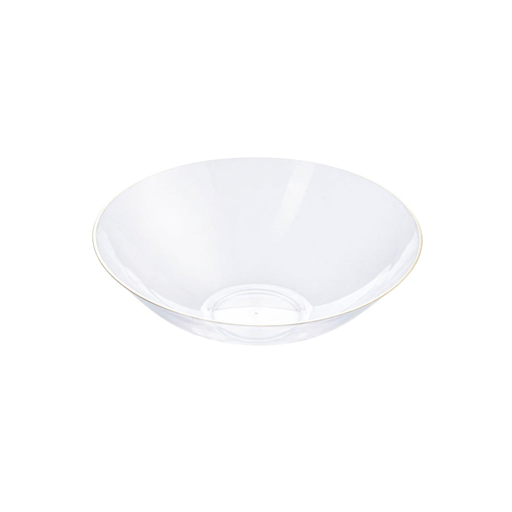 Restaurantware-Moderna 16 Ounce Plastic Bowls, 100 Durable Disposable Salad Bowls - Gold-rimmed, Heavy-duty, Clear Plastic Fancy Bowl, For Warm And Cold Foods, Ideal For Restaurants