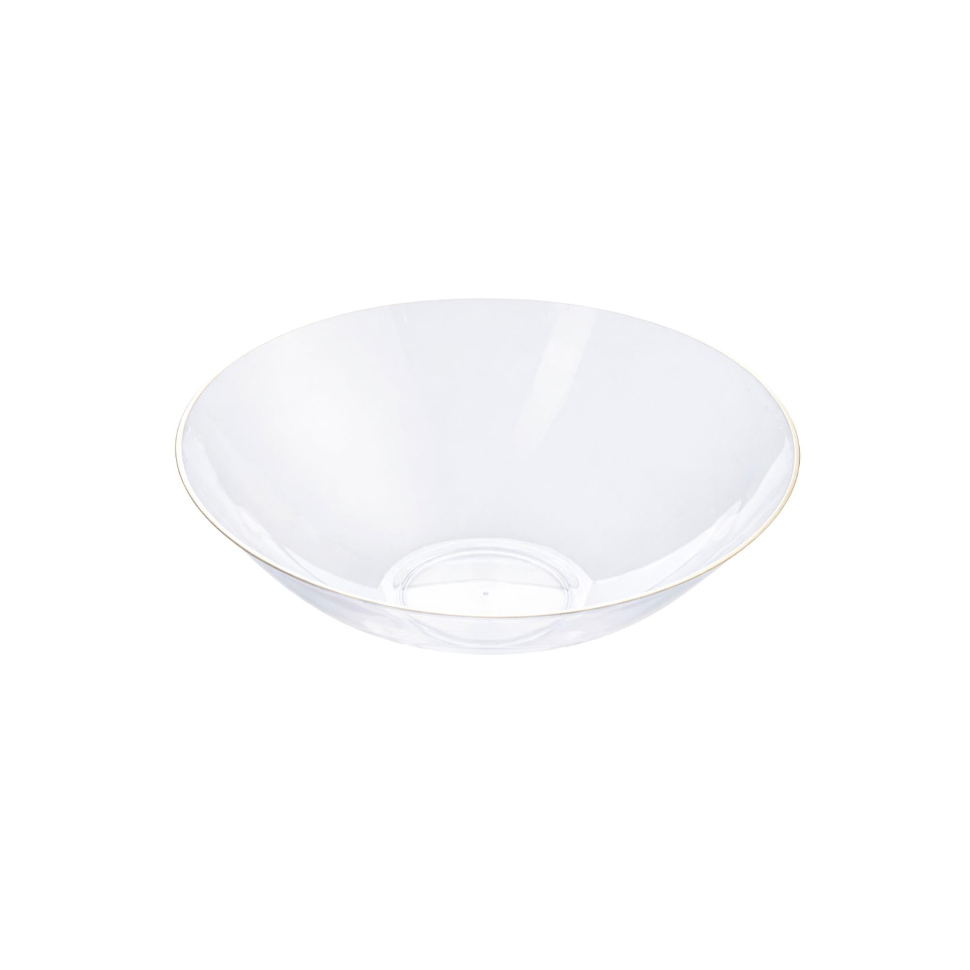 Restaurantware-Moderna 16 Ounce Plastic Bowls, 100 Durable Disposable Salad Bowls - Gold-rimmed, Heavy-duty, Clear Plastic Fancy Bowl, For Warm And Cold Foods, Ideal For Restaurants