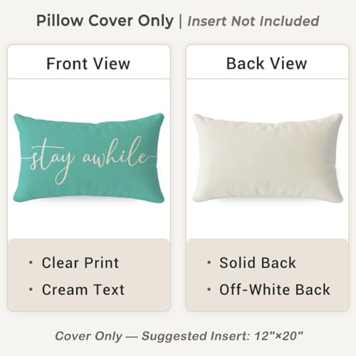 Farmhouse Decorative Pillow Covers 12x20 Set of 2 - Turquoise