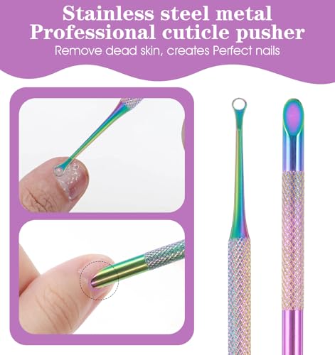 Dual Ended Loop Cuticle Pusher & Scraper Tool with Nail Files & Bag