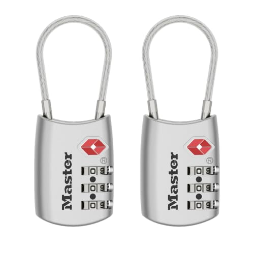 Master Lock TSA Approved Luggage Lock, 3-Digit Combination, Silver, 2 Pack