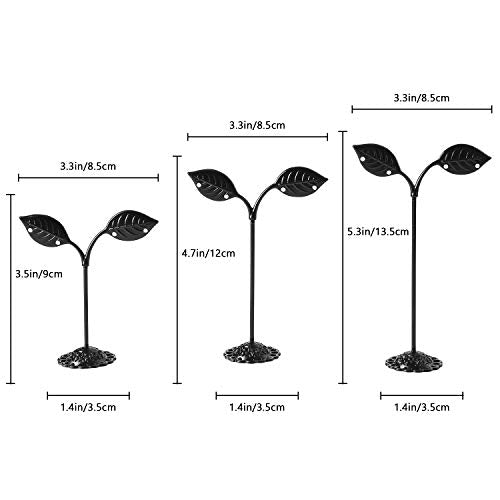 Autodeco Leaf Shape Earring Display Stand Set - Adjustable Metal Jewelry Organizer for Retail & Photography