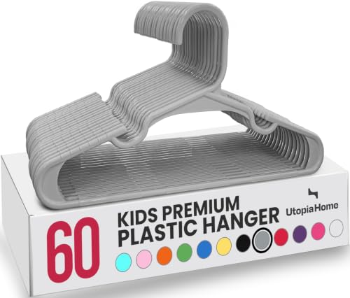 Utopia Home Kids Hangers - 60 Pack Gray 11.5 Inch Nonslip Design