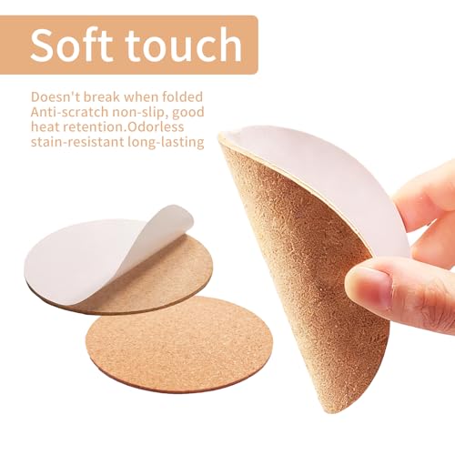 6 Self-Adhesive Cork Rounds for DIY Coasters - 3.74" x 2MM Thick