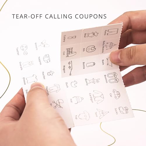 Baby Shower Bingo Game - Pre-Filled Cards for Girl or Boy, 50 Cards, Minimalist Design